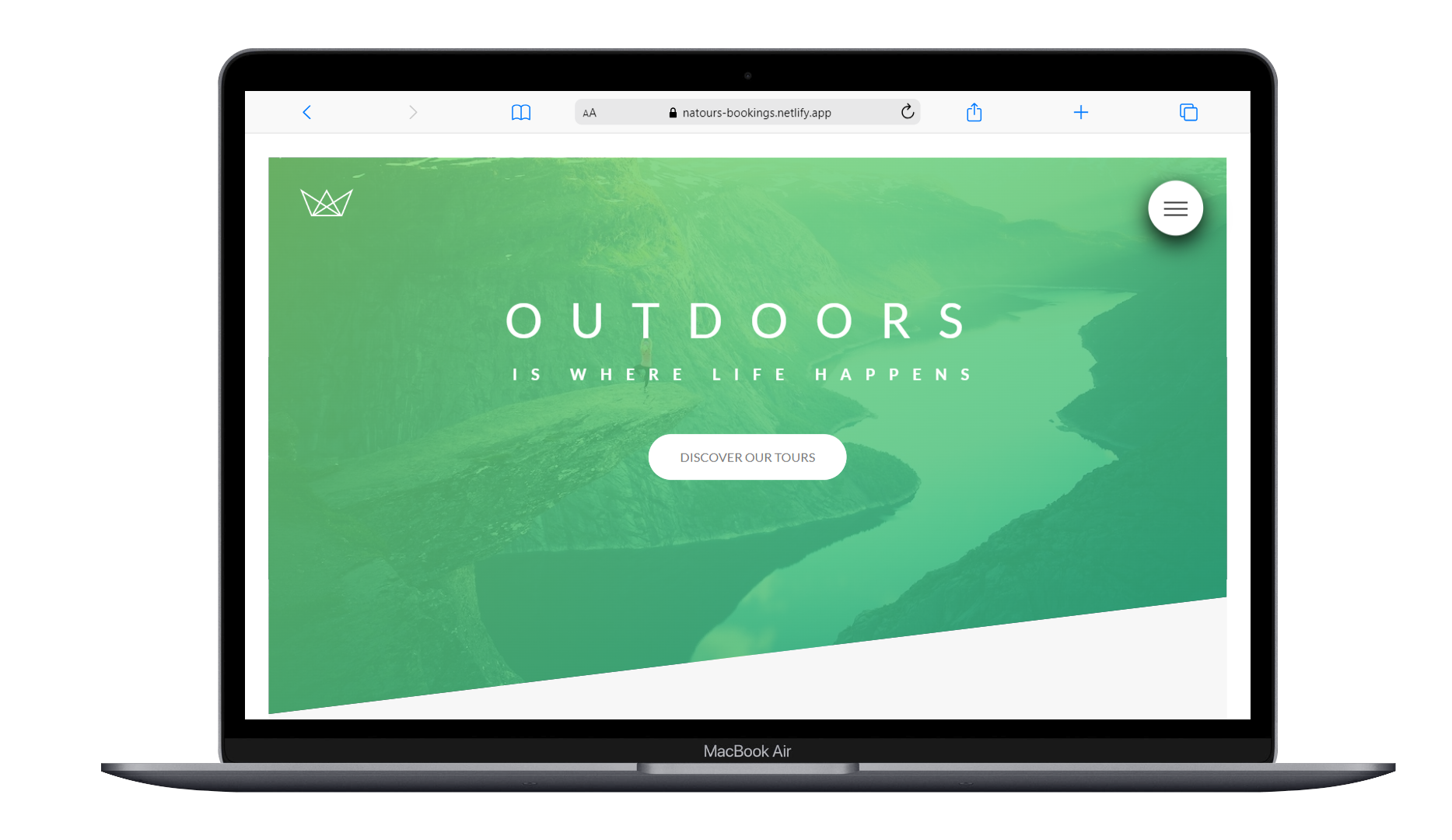 Natours Website Tablet View